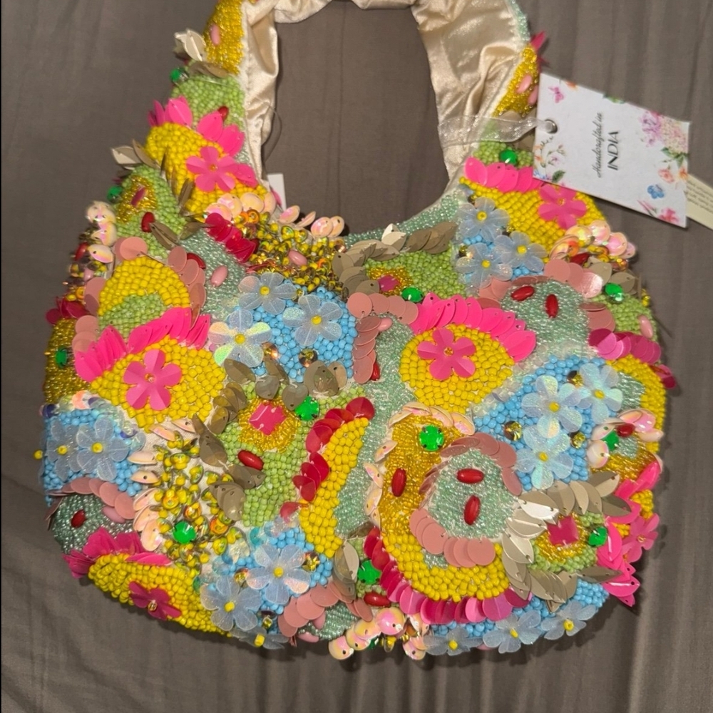 Colorful Floral Embellished Women's Bag